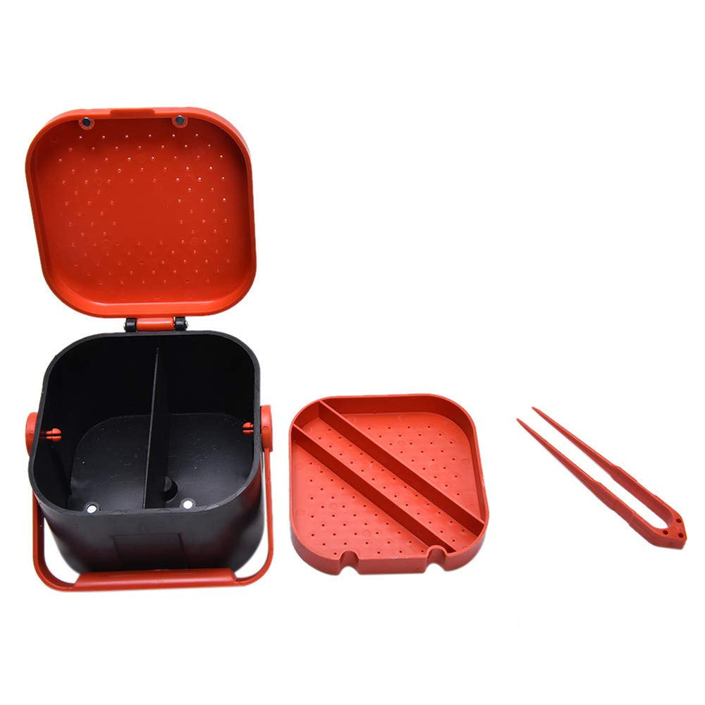 Compact worm bait storage container with dimensions 4.33 x 4.33 x 2.95 inches