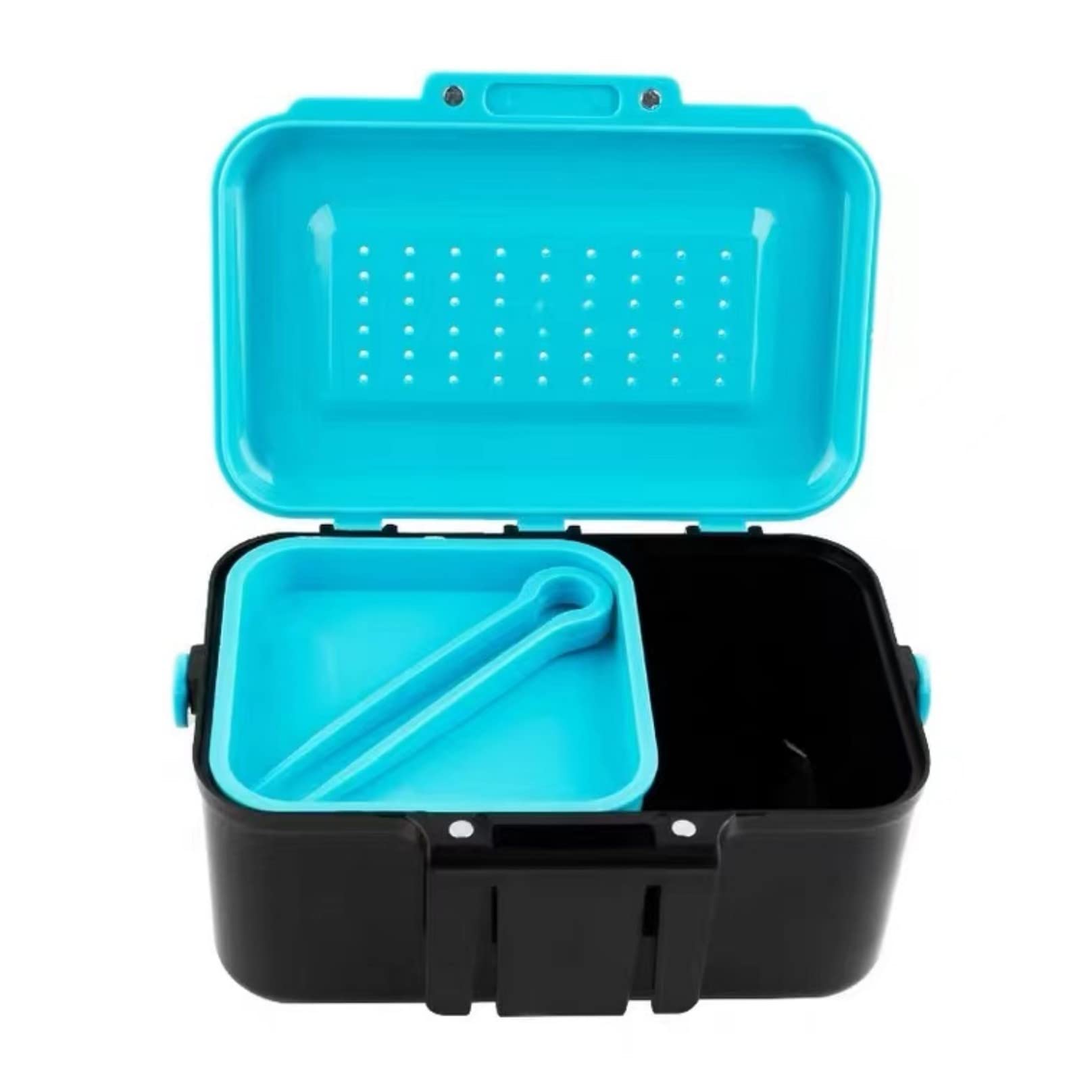 Compression-resistant worm bait box in blue