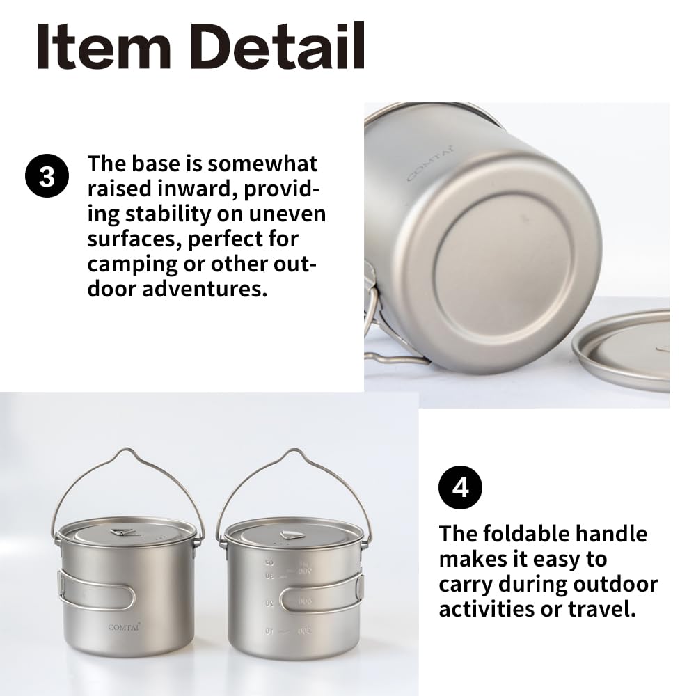 COMTAI 1100ml capacity ideal for boiling water and simple meals in the wild