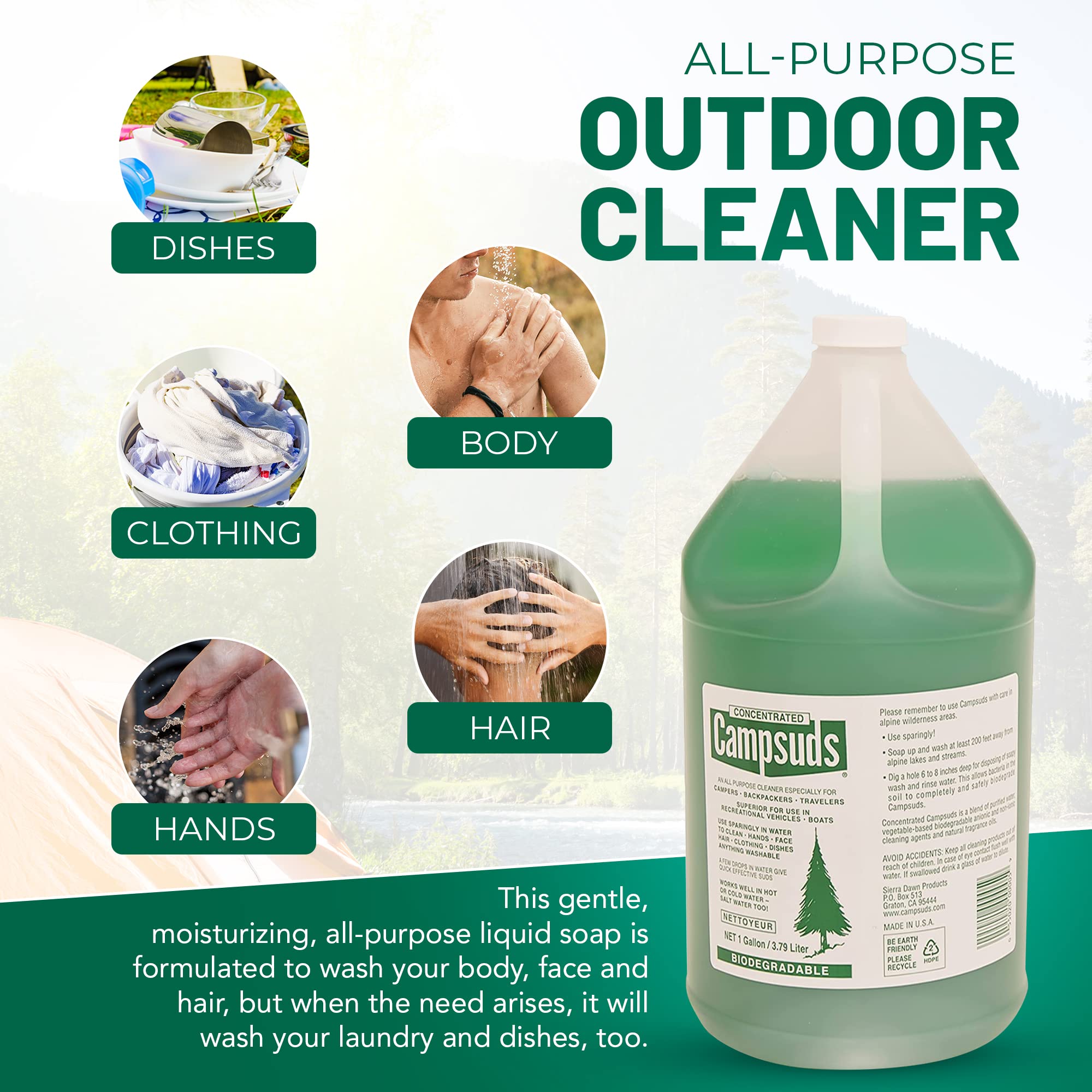 Sierra Dawn Outdoor Soap used for personal care in a wilderness setting.