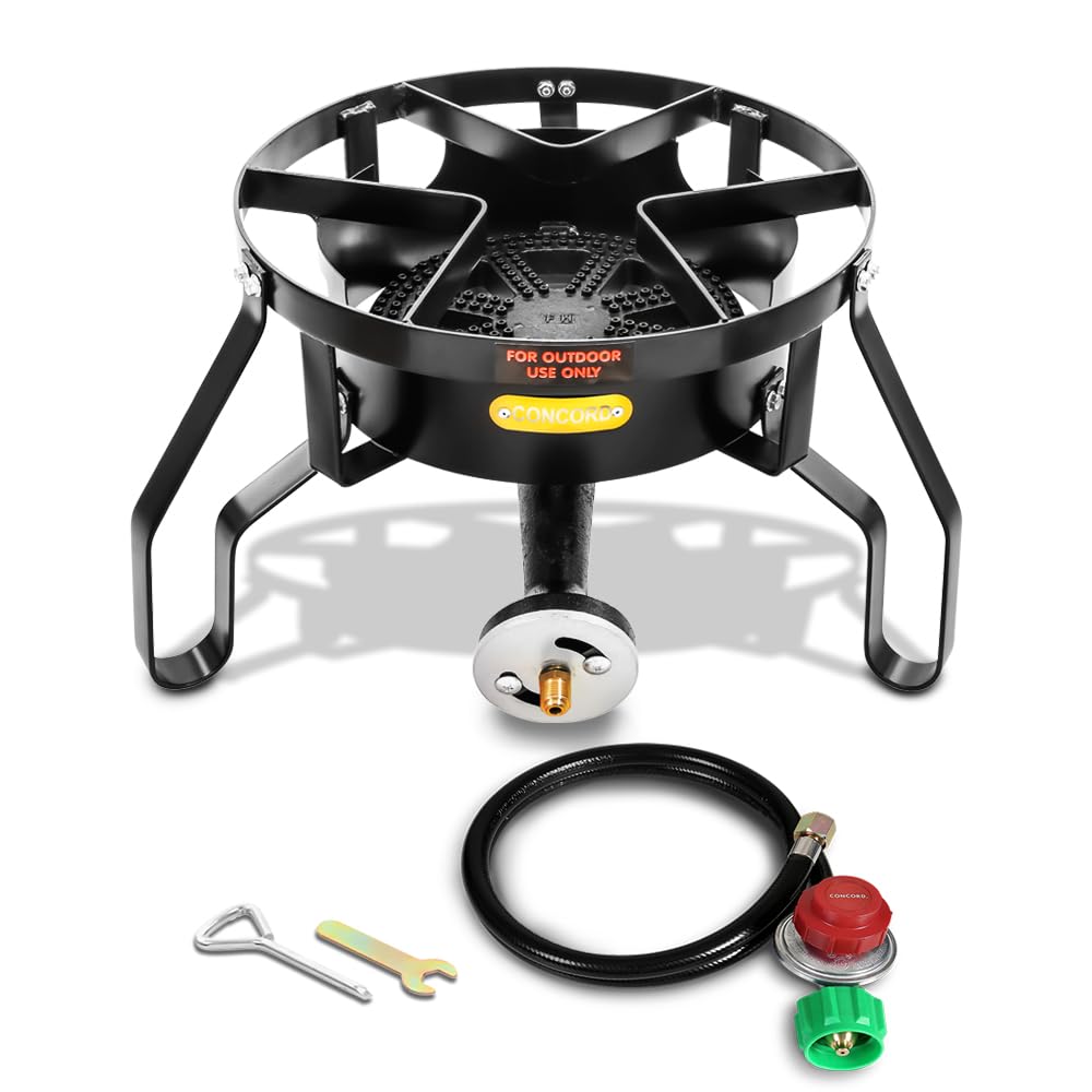 Concord Banjo 16in burner body in heavy-duty cast iron for rugged outdoor cooking.
