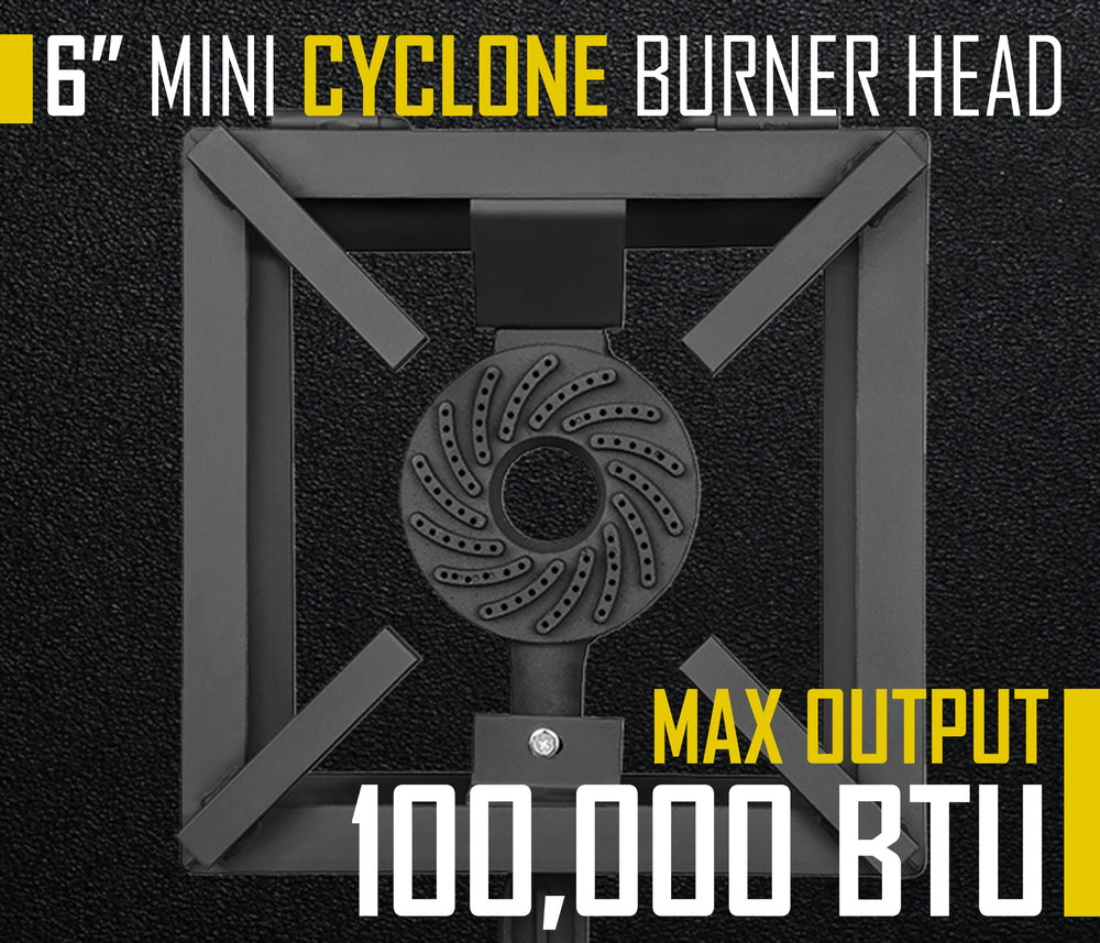 Concord Block Burner cast-iron head delivers durable heat distribution for outdoor cooks.