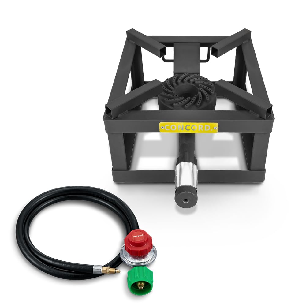 Concord Block Burner front view with 100,000 BTU power for outdoor cooking versatility.