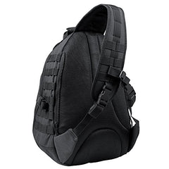 Condor Ambidextrous Sling Bag in black, side view, MOLLE-ready for modular setups.