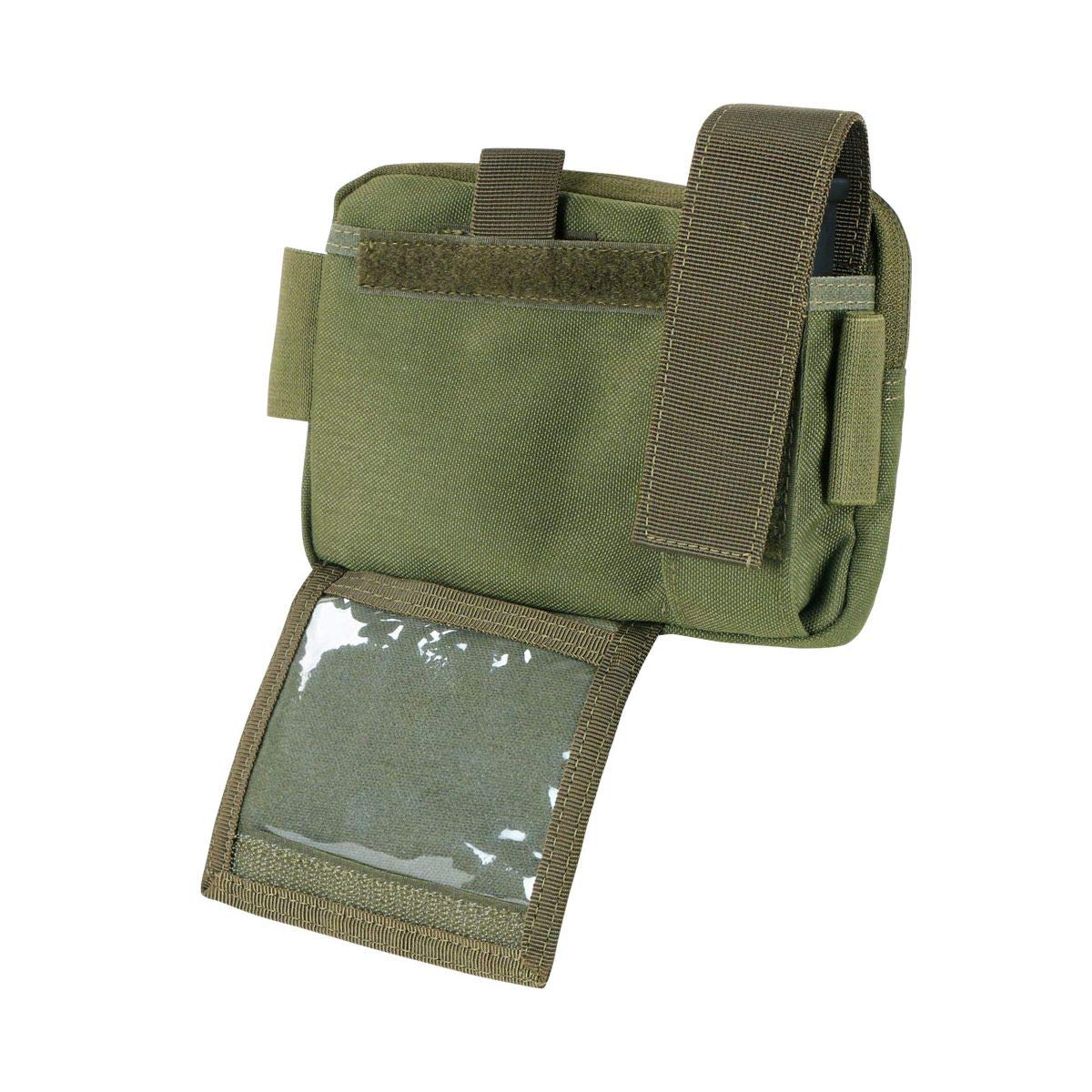 Condor Elite Annex Admin Pouch Olive Drab open interior reveals elastic pen loops and clear ID pocket
