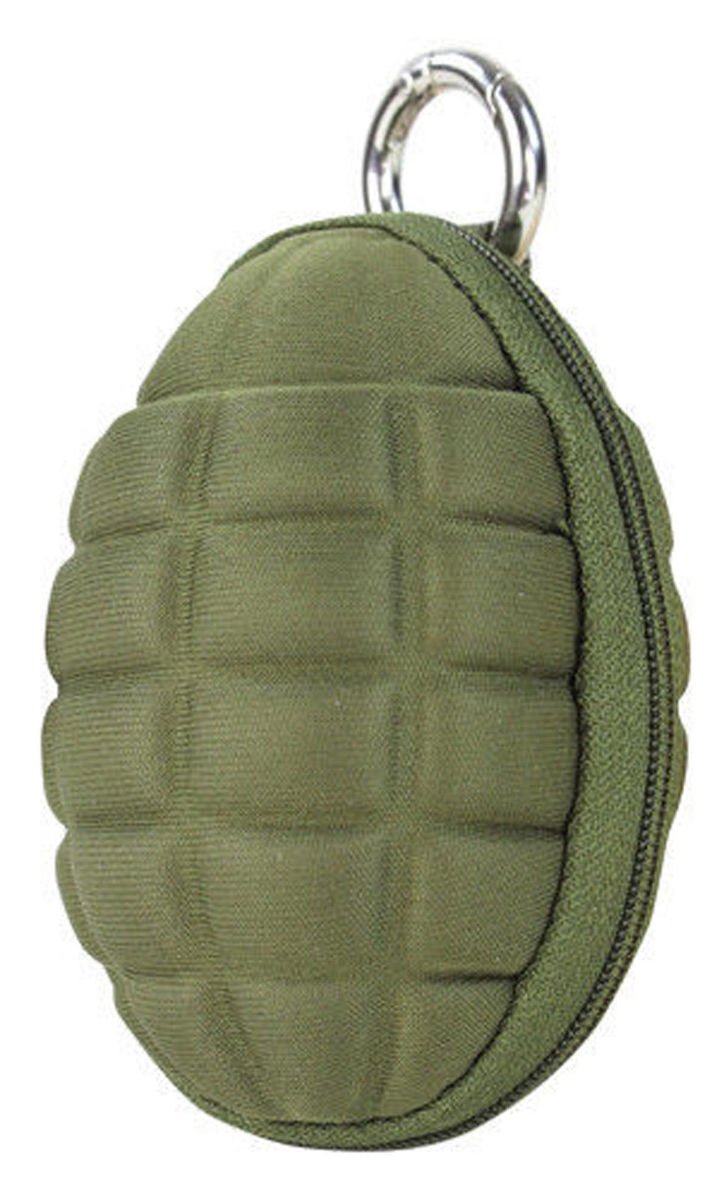 Condor Grenade Pouch Olive Drab front view with round carabiner, ideal for keys and coins.