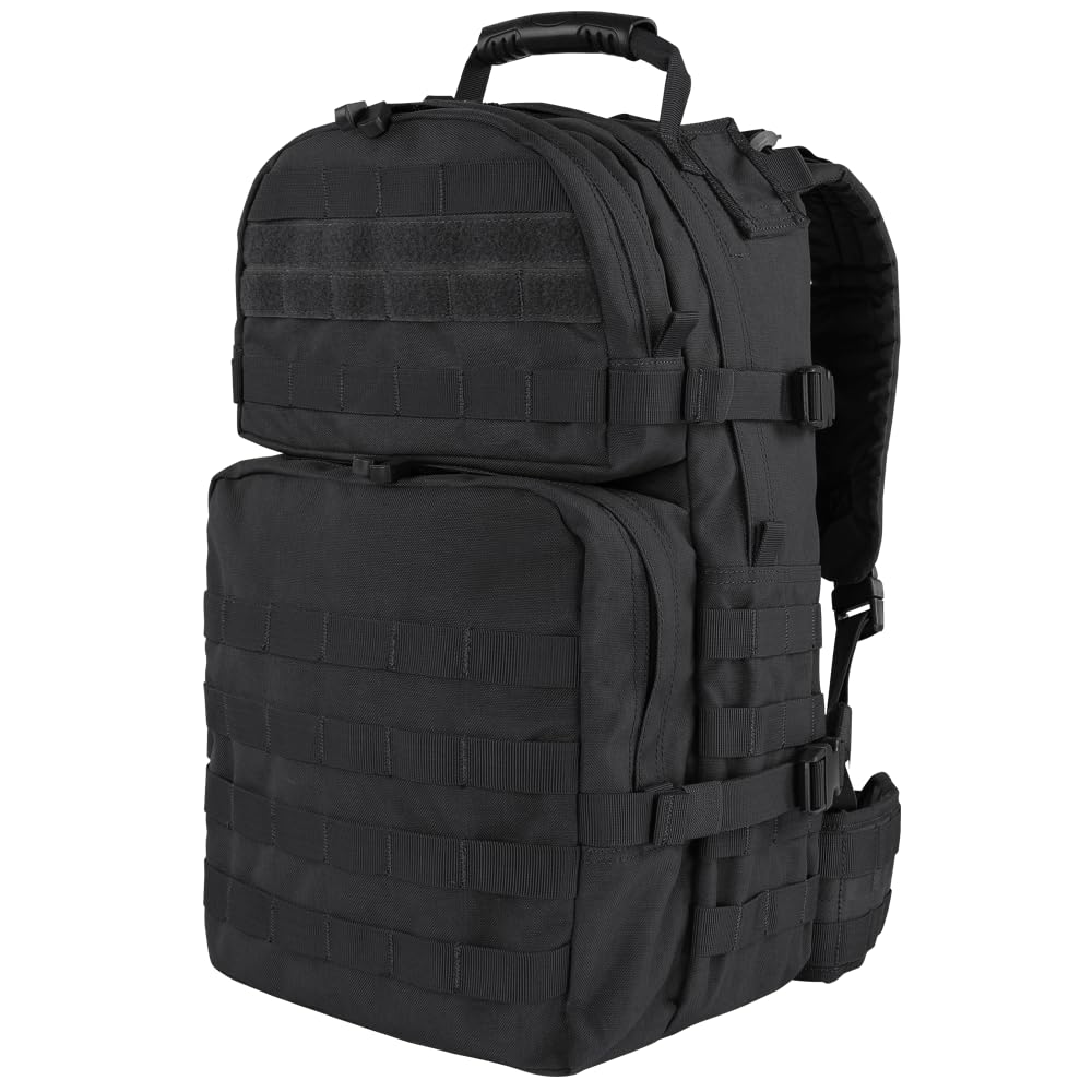 Condor Medium Assault Pack Black showing external side straps for secure load