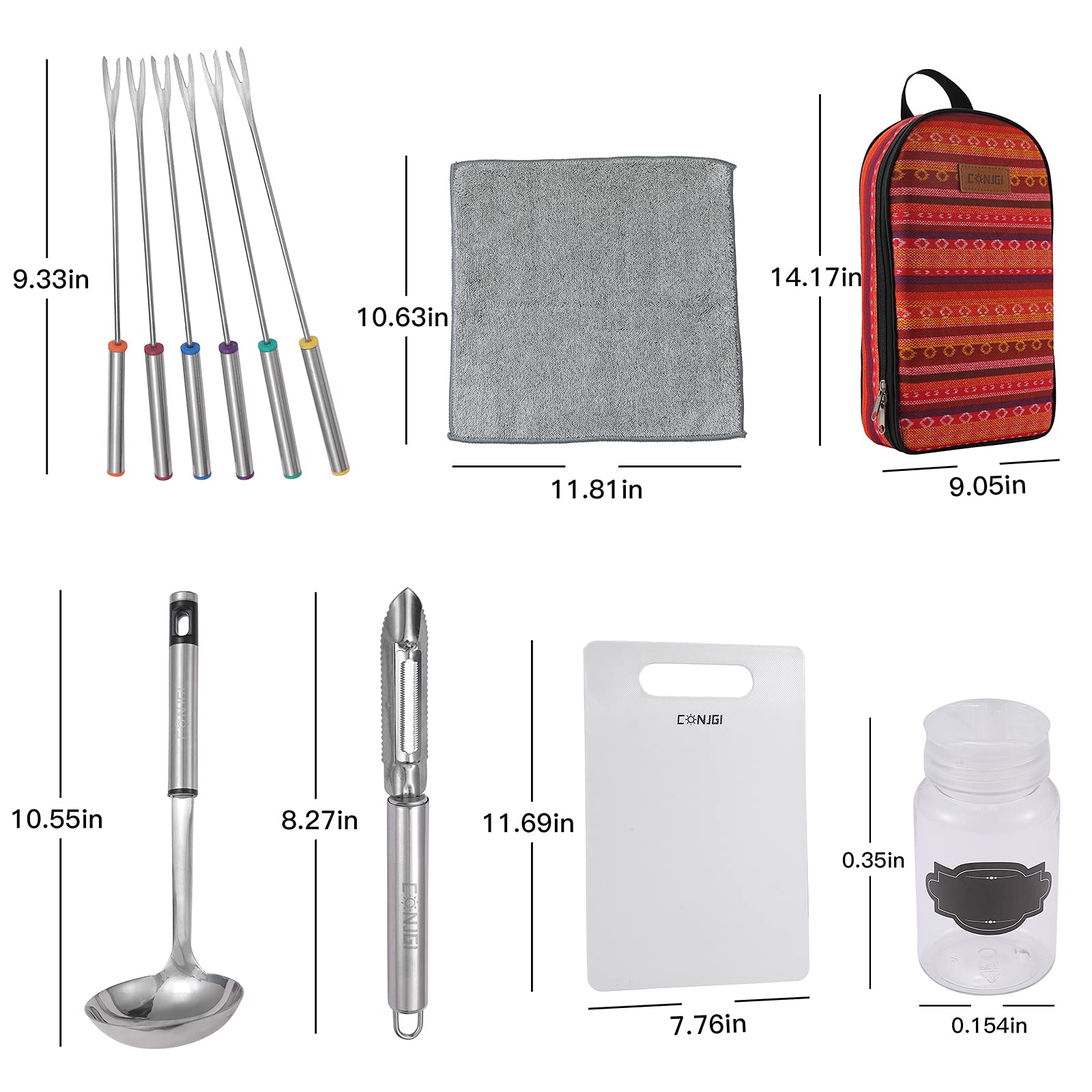 CONJGI camping utensils fork-spoon closeup demonstrates versatile dining tools in nature