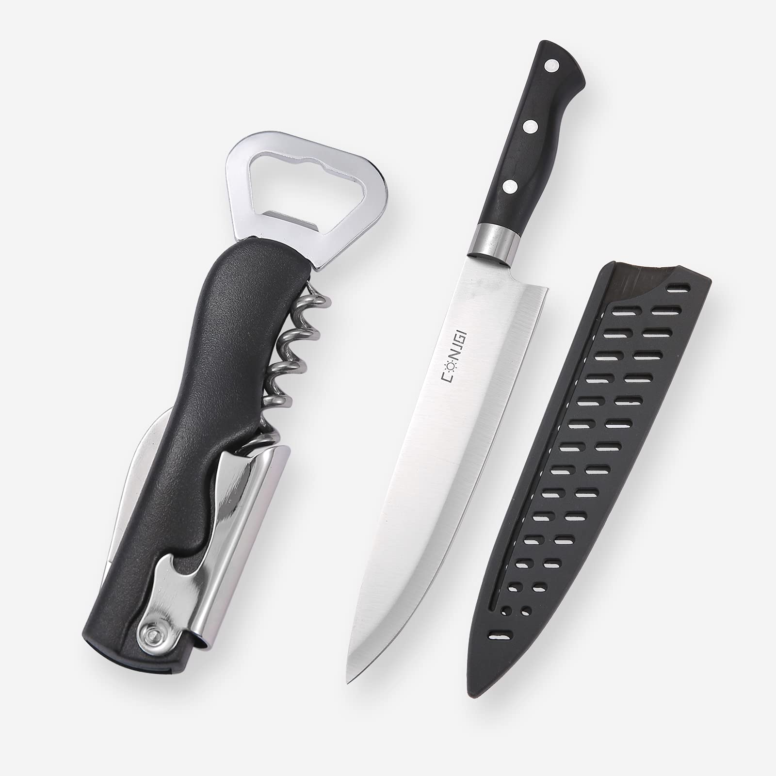CONJGI flatlay camping tableware kit shows ready-to-serve setup