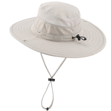 Connectyle men's sun hat UPF 50+ in Khaki with wide 3.8 inch brim