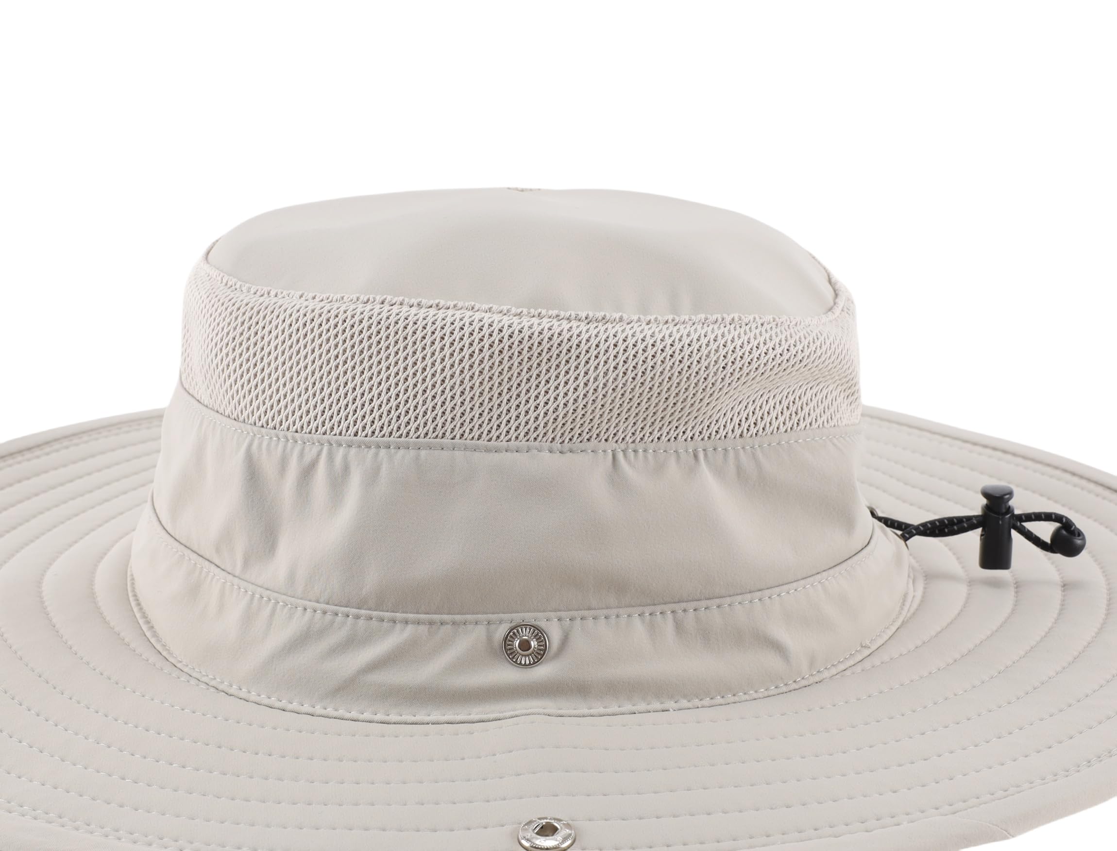 UPF 50+ label on khaki sun hat