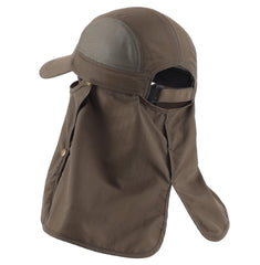 Hat with detachable face mask and neck flap for 360-degree sun protection