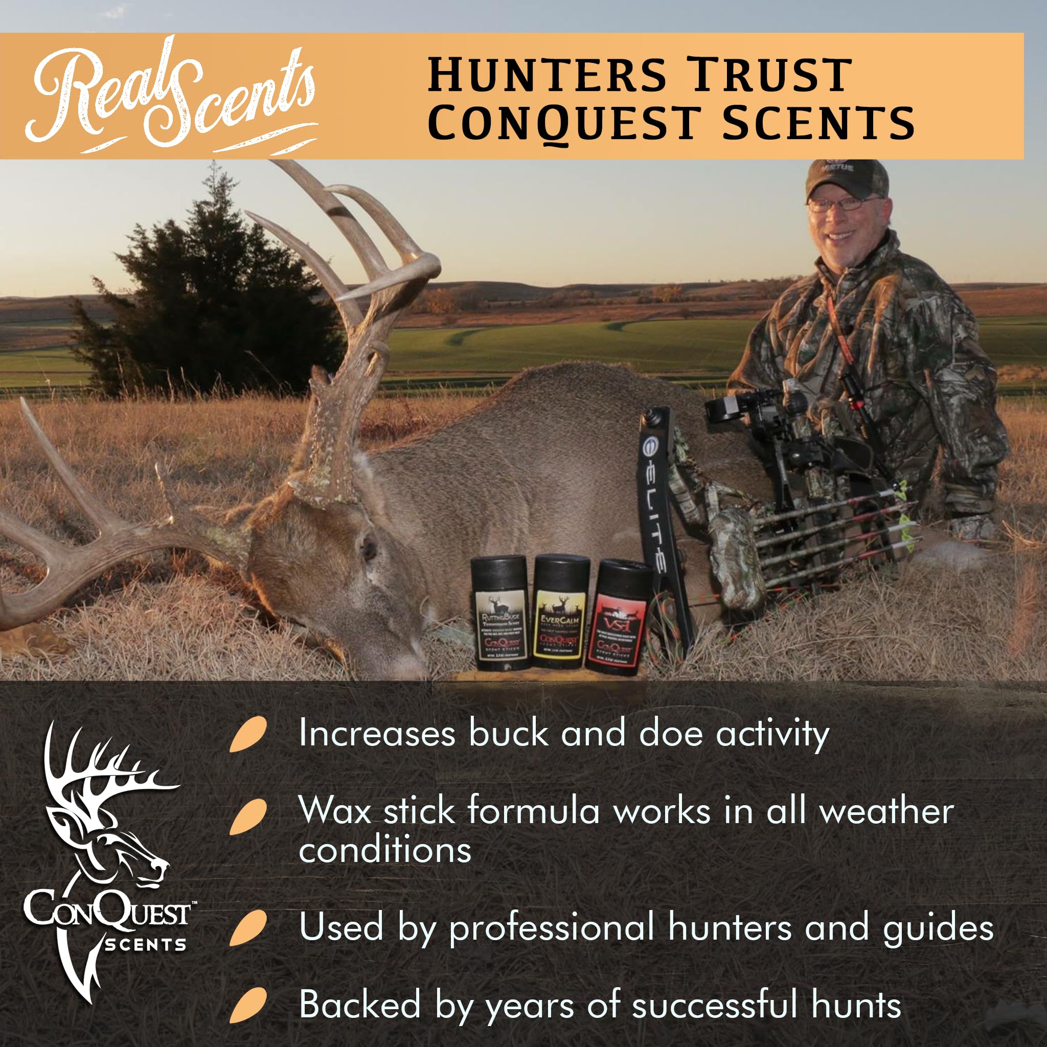 Conquest Scents VS-1 stick on a tree in preparation for scent trail.