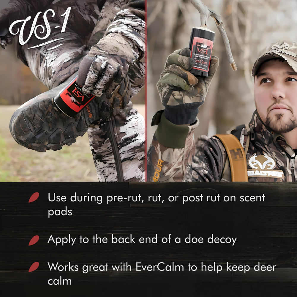 Conquest Scents Vs-1 in a decoy setup demonstrates powerful buck attraction without spills.