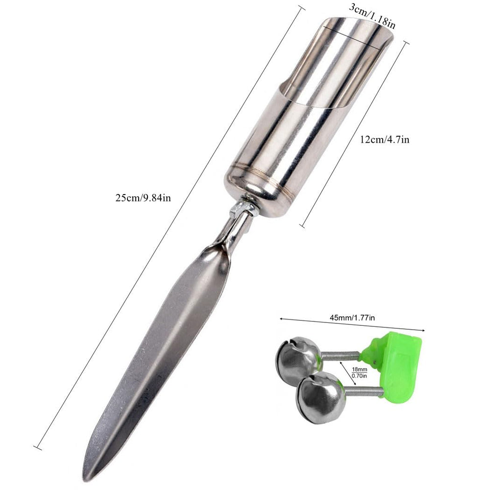Stainless steel sand spike pole holder inserted into ground
