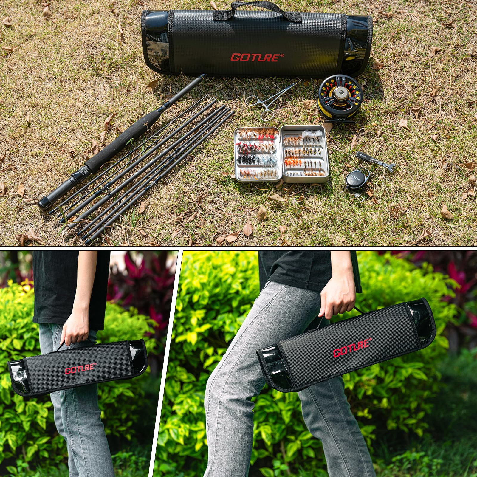 Contents included in the fly fishing kit