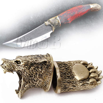 CooB bronze finger guard detail enhances grip and precise customization for custom knives
