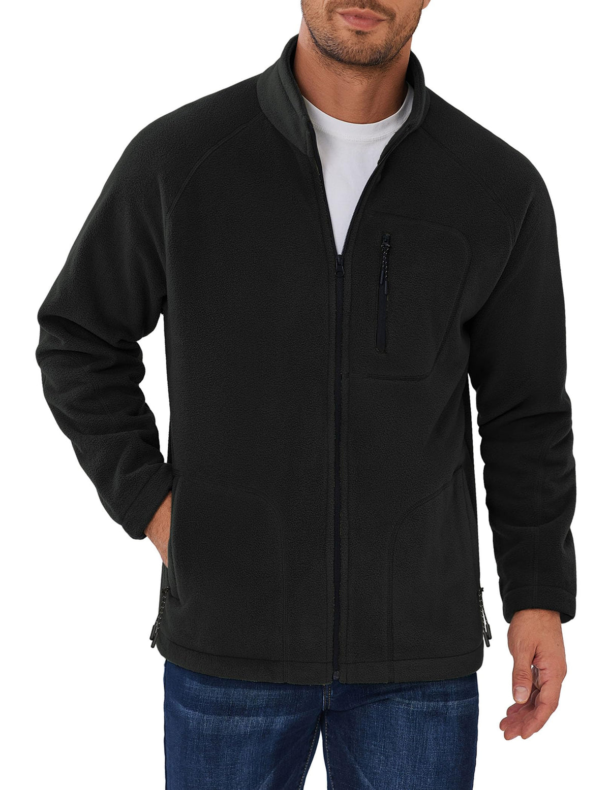 COOFANDY fleece jacket full-zip for easy layering and winter warmth.