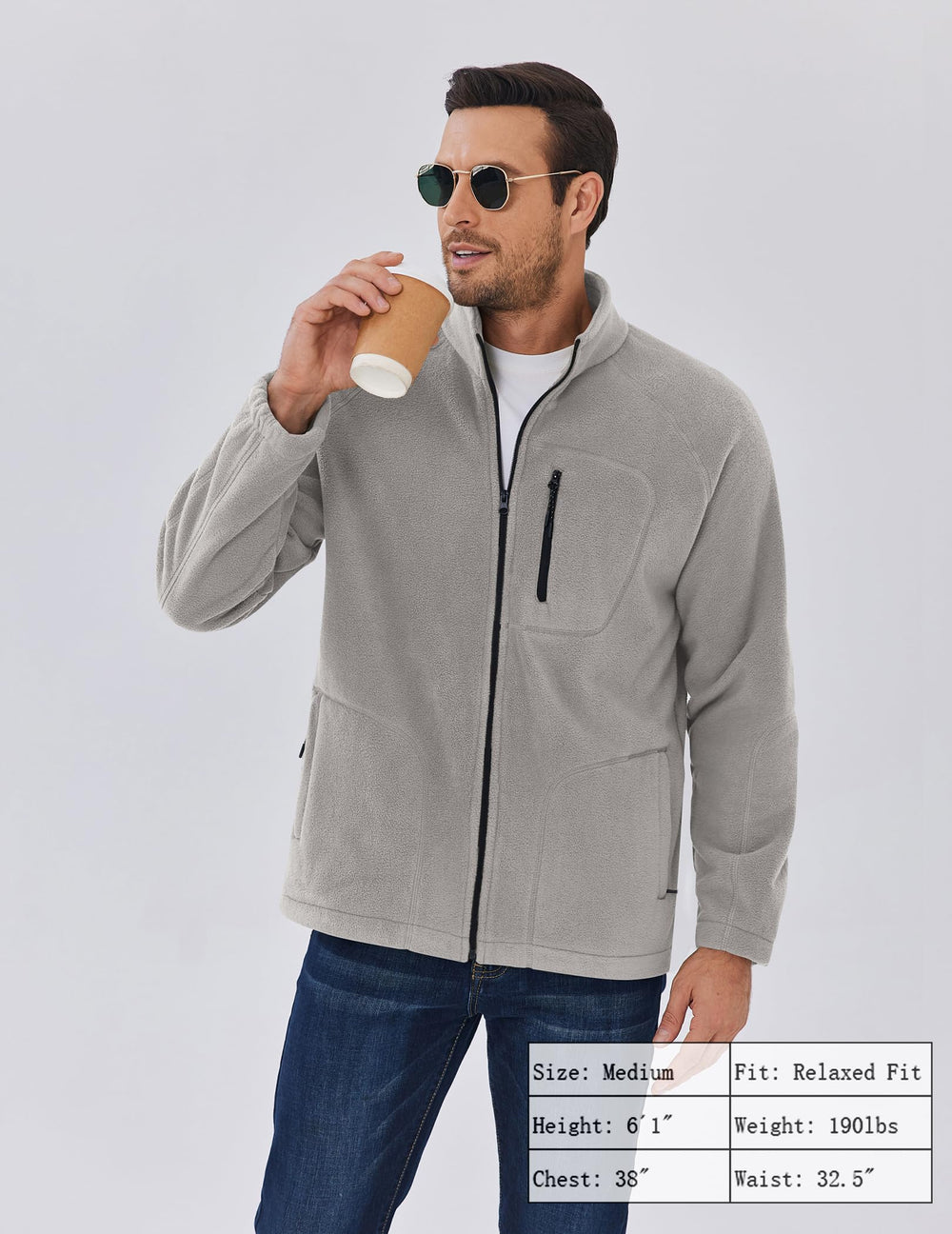 COOFANDY men's fleece jacket chest pocket for convenient storage during commutes