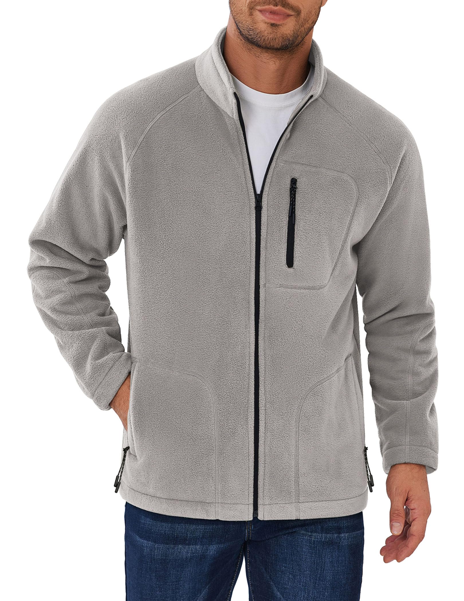 COOFANDY men's fleece full zip jacket front view for versatile winter warmth