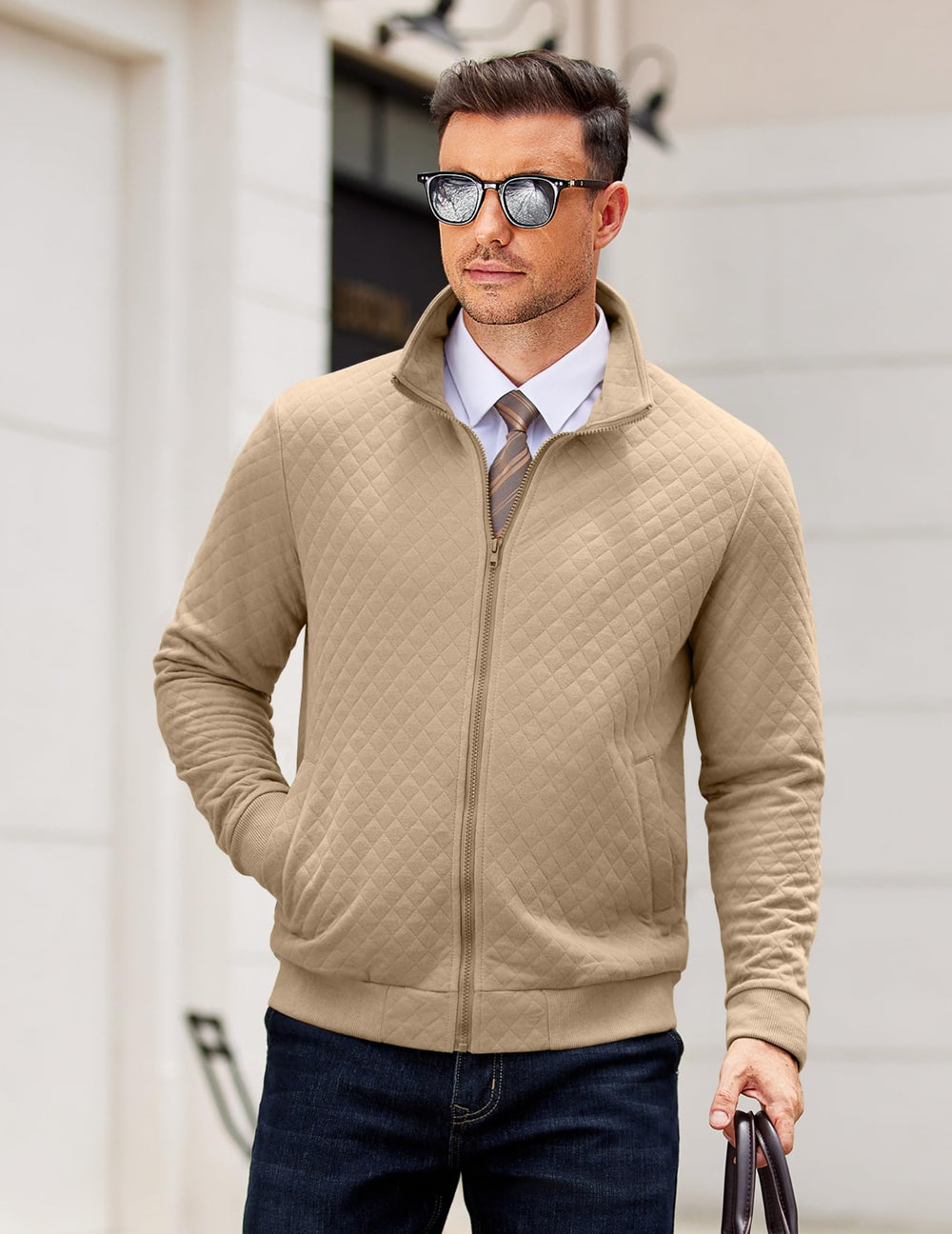 COOFANDY quilted jacket layering-ensemble emphasizes easy wear under coats or solo