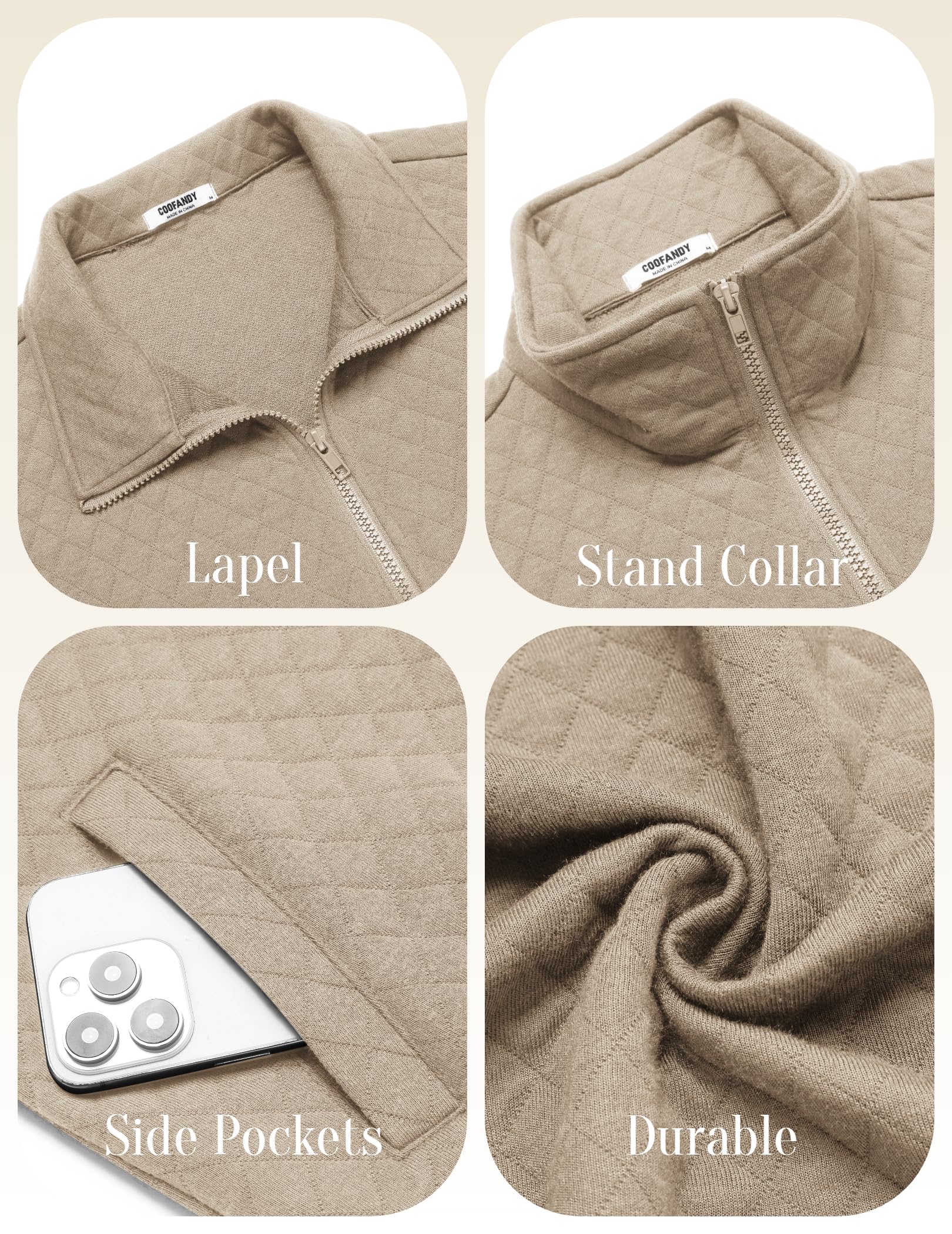 COOFANDY quilted jacket pocket storage shows secure inner pockets for essentials