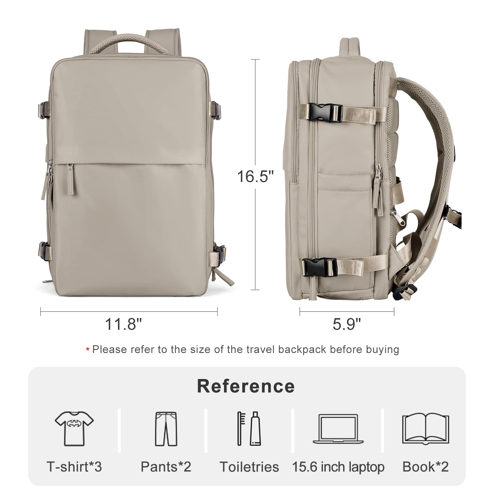 Coofay backpack side pocket shows multi-use storage for travel or work.