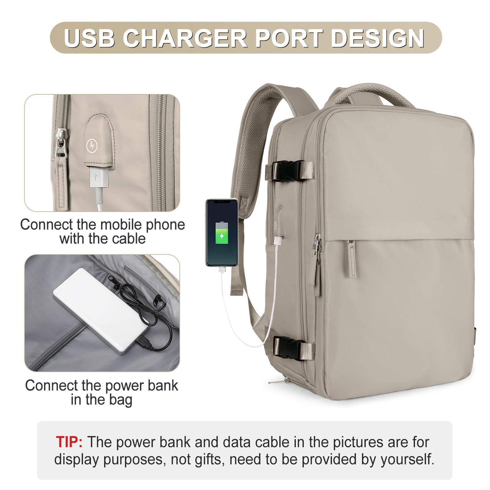 Coofay backpack slides onto luggage via trolley sleeve for easier travel.