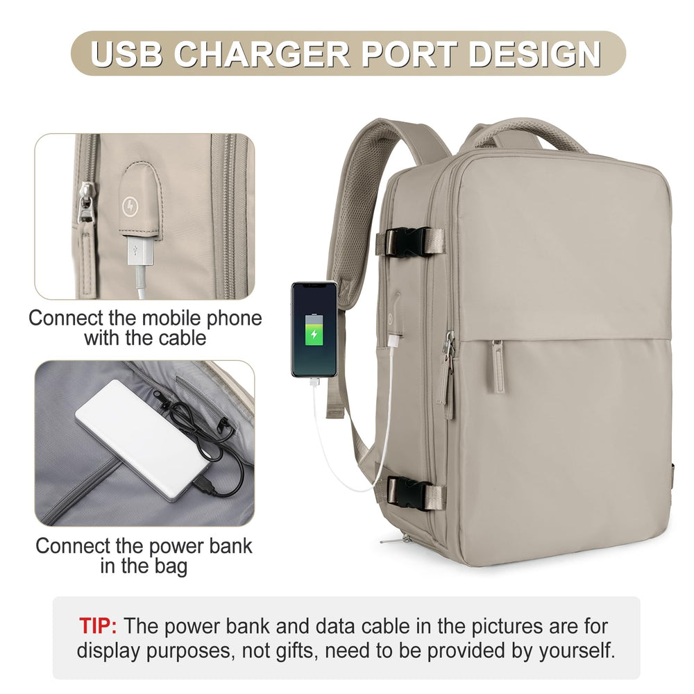 Coofay backpack slides onto luggage via trolley sleeve for easier travel.