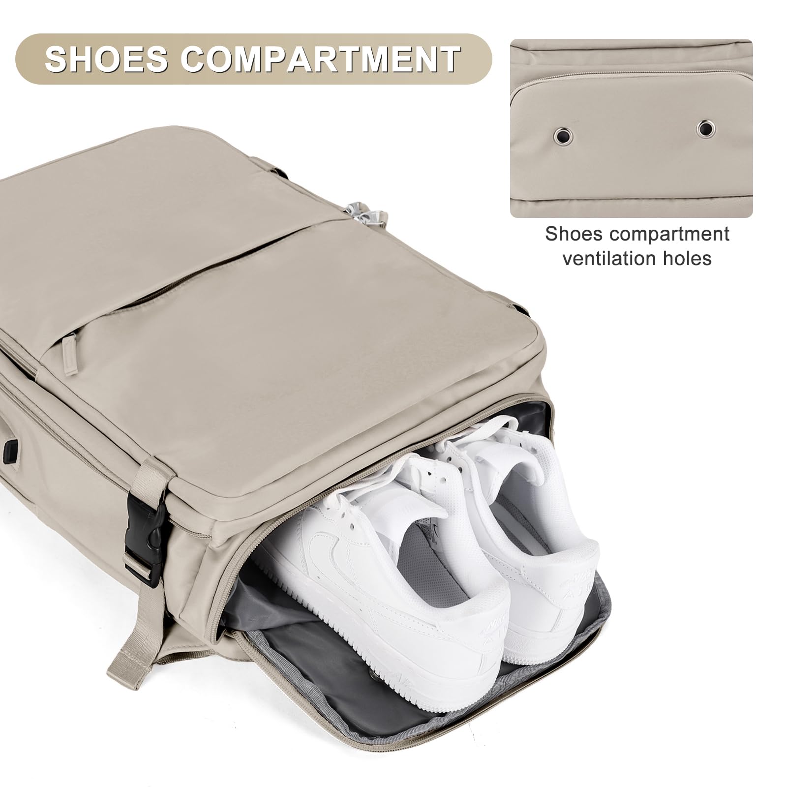 Coofay backpack waterproof wet pocket for damp items or gym gear.