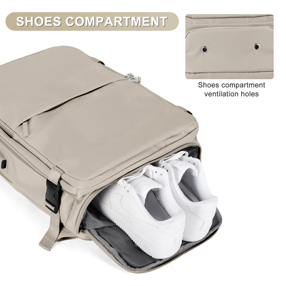 Coofay backpack waterproof wet pocket for damp items or gym gear.