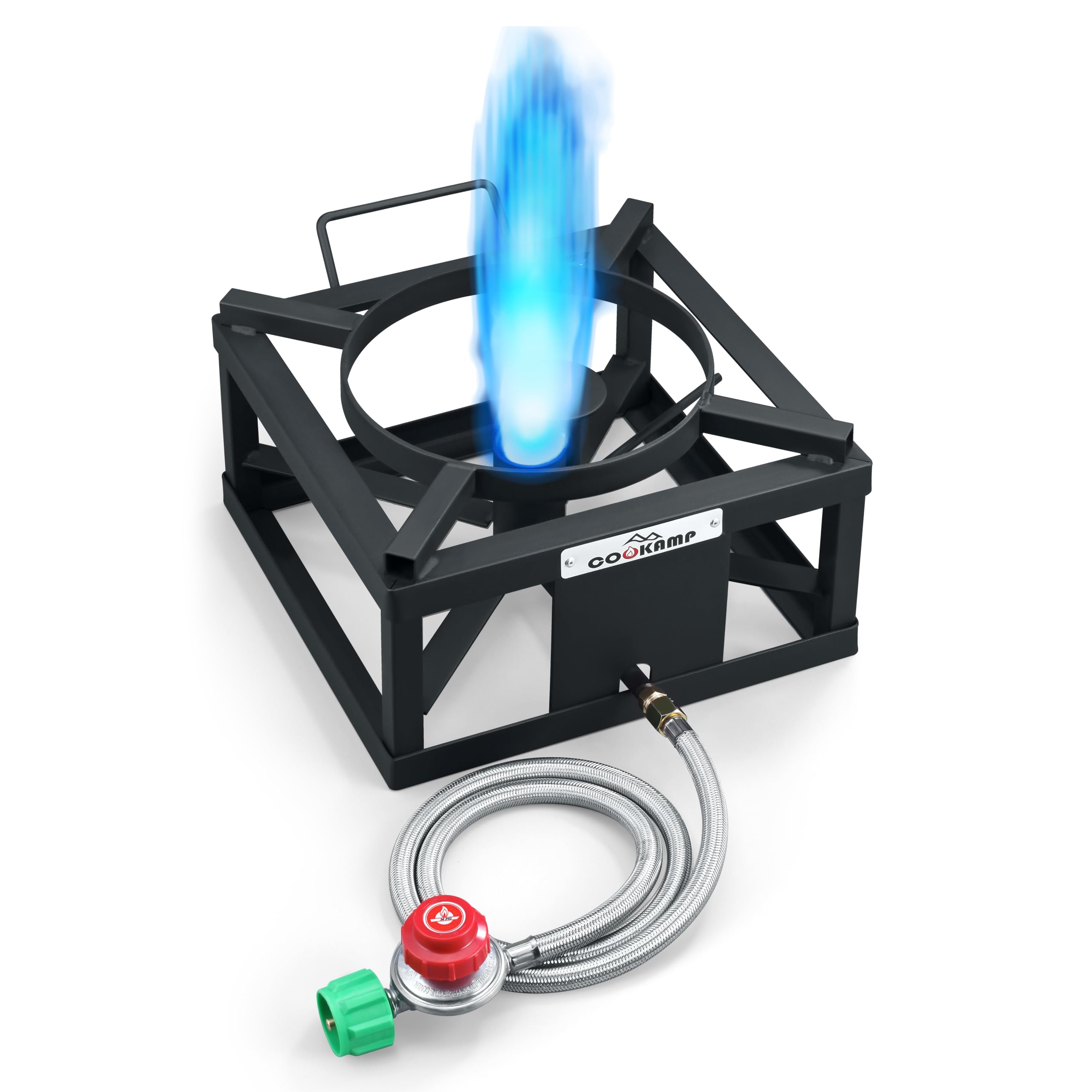 Cookamp high-pressure jet-burner provides rapid outdoor cooking for backyard gatherings.