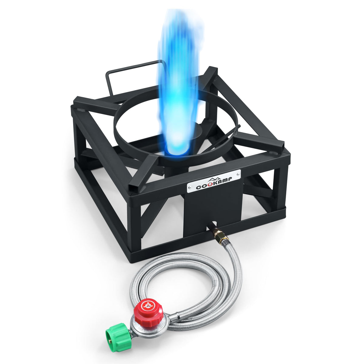 Cookamp high-pressure jet-burner provides rapid outdoor cooking for backyard gatherings.