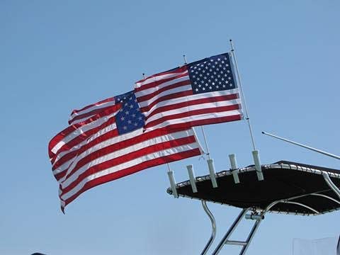 Cool Water Products original rod holder flagpole secured in a boat.