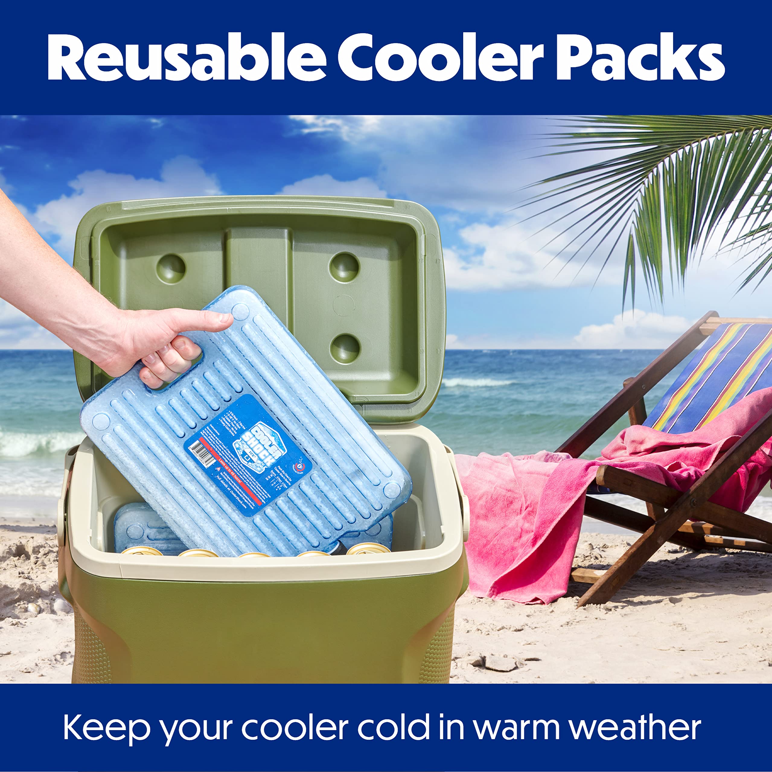 Cooler Shock ice-pack-cooler-bag inside a cooler with beverages.