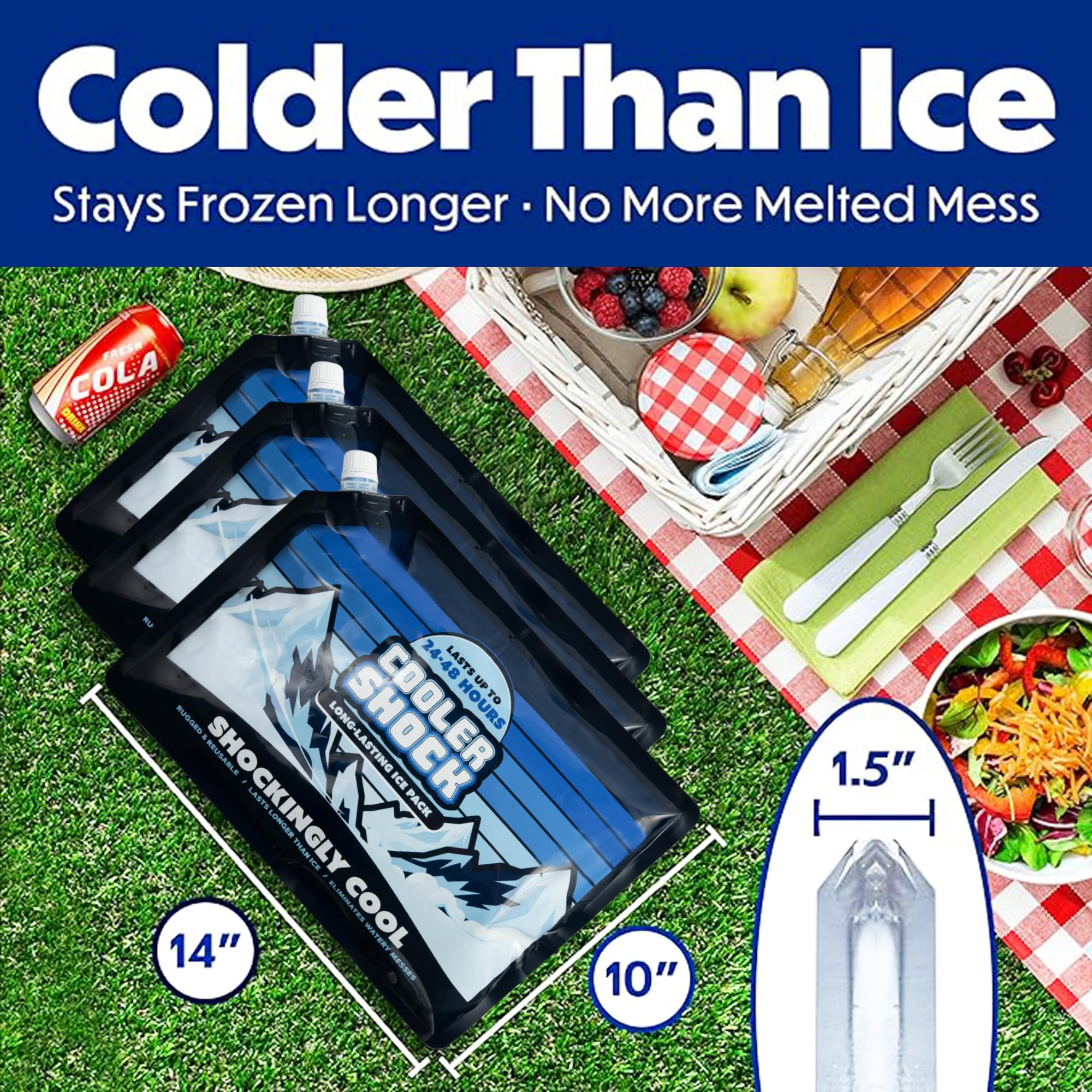 Cooler Shock water-fill funnel enables easy, mess-free freezing prep