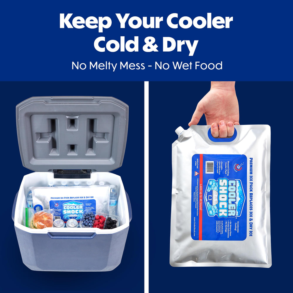 Cooler Shock in an XL beach cooler keeping drinks cold.