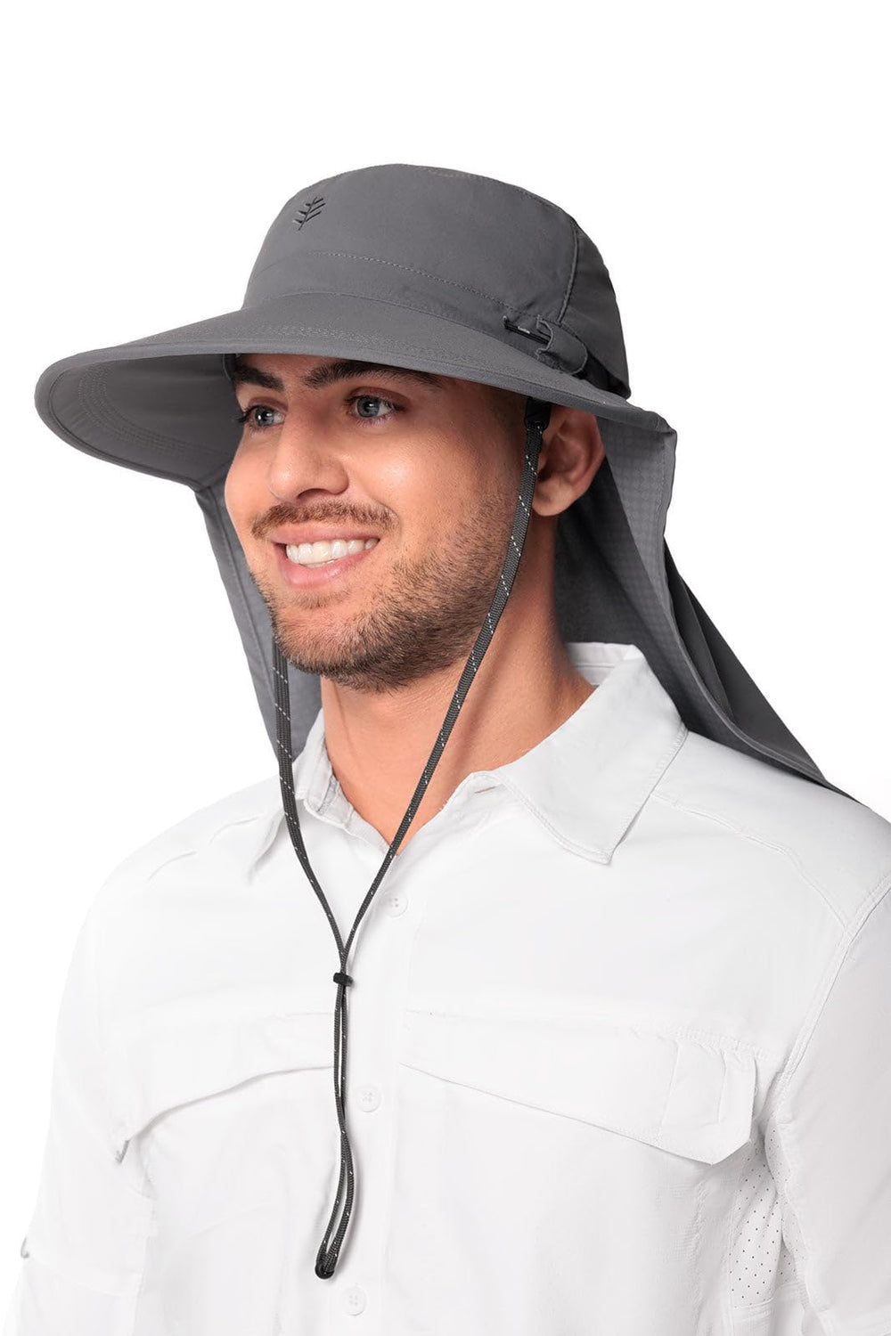 Coolibar back drape folds away with a cooling Xylitol finish during heat.