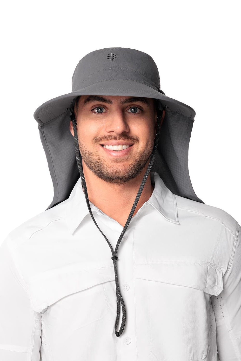 Coolibar Lite fabric close-up shows a soft cotton-like feel and lightweight comfort.