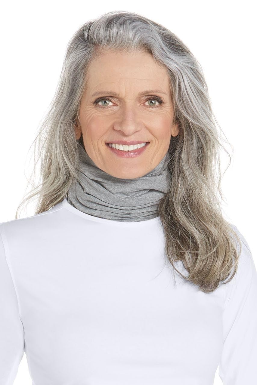 Coolibar Sun Neck Gaiter Key West Grey Heather nose-wire detail enables a precise, customizable fit.