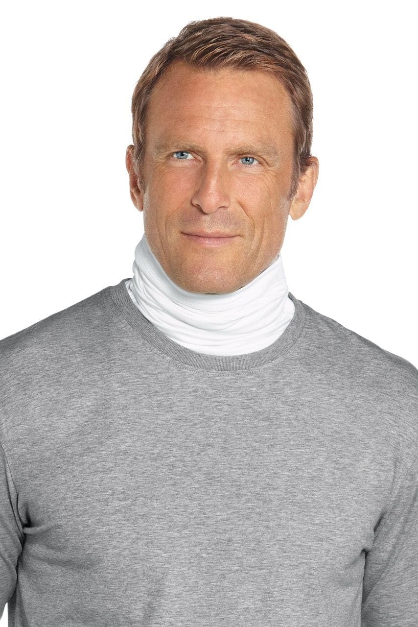 Coolibar Sun Neck Gaiter Key West White adjustable fit with nose wire