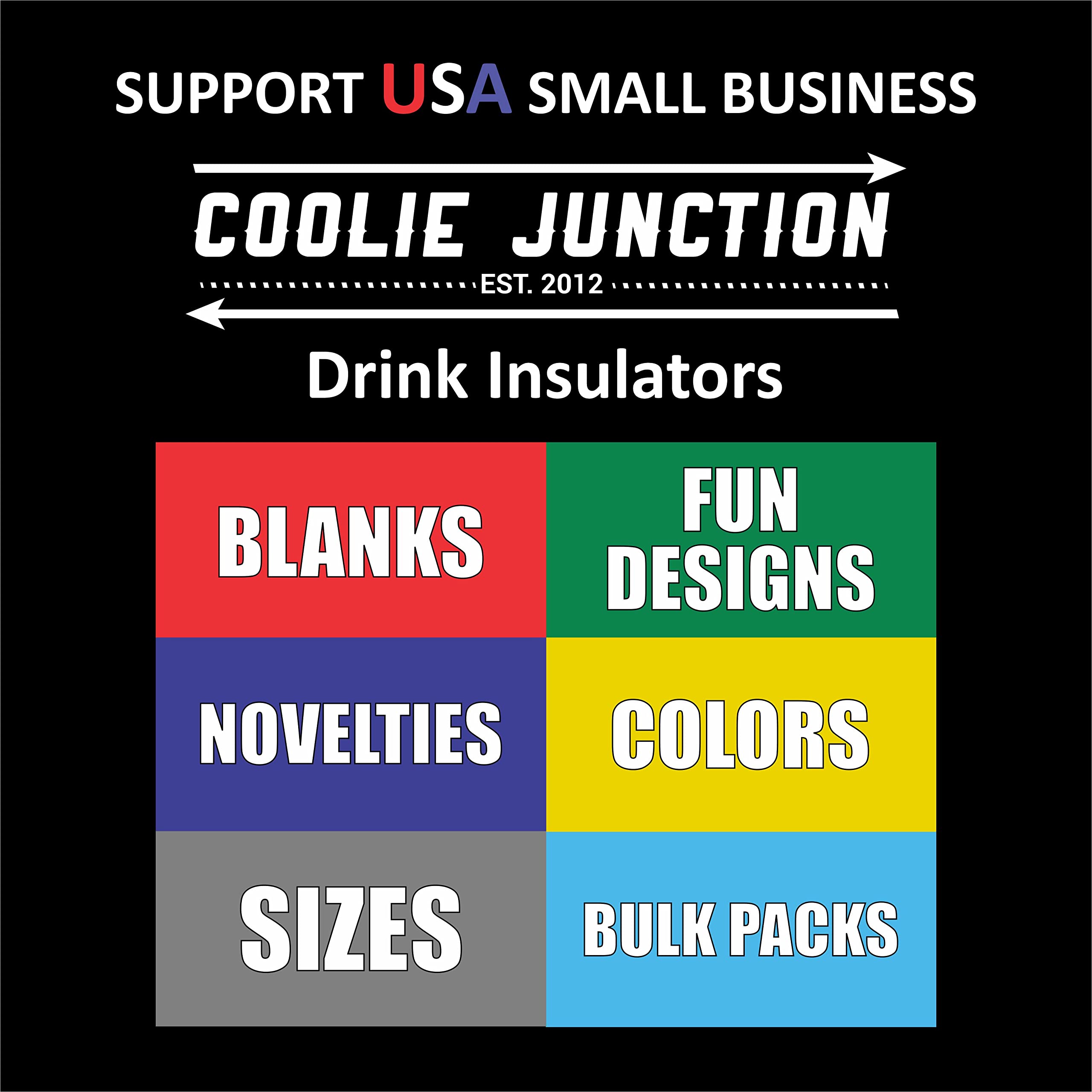 Coolie Junction 12 pack can cooler fits standard 12 oz cans and keeps them cold