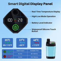 COOLIGO 6000mAh battery powers 120–150 minutes of off-grid showering.