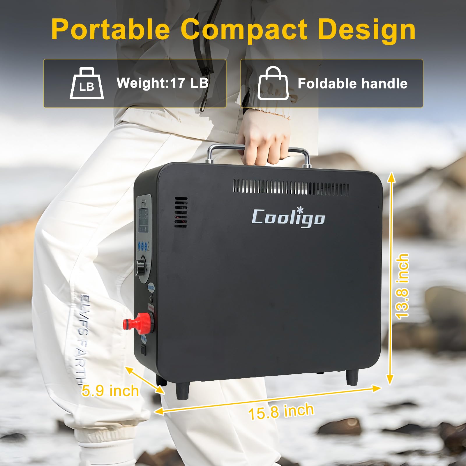 COOLIGO one step quick-connect setup at campsite
