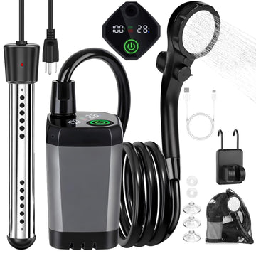 COOLIGO shower head provides adjustable spray for outdoor camping cleansing