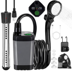 COOLIGO shower head provides adjustable spray for outdoor camping cleansing