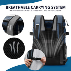 COOLREX Large Backpack Cooler bottom compartment holds drinks for long outings.