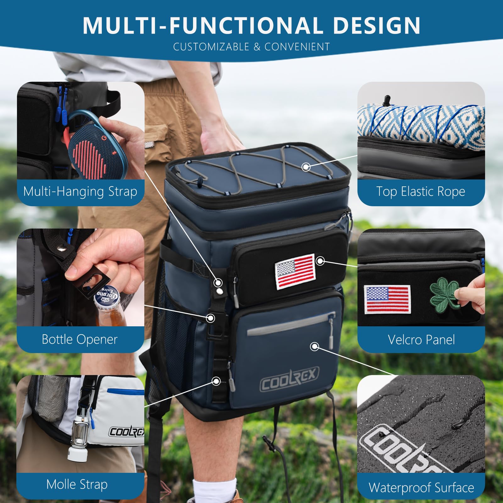 COOLREX Large Backpack Cooler dual MOLLE system for extra gear.