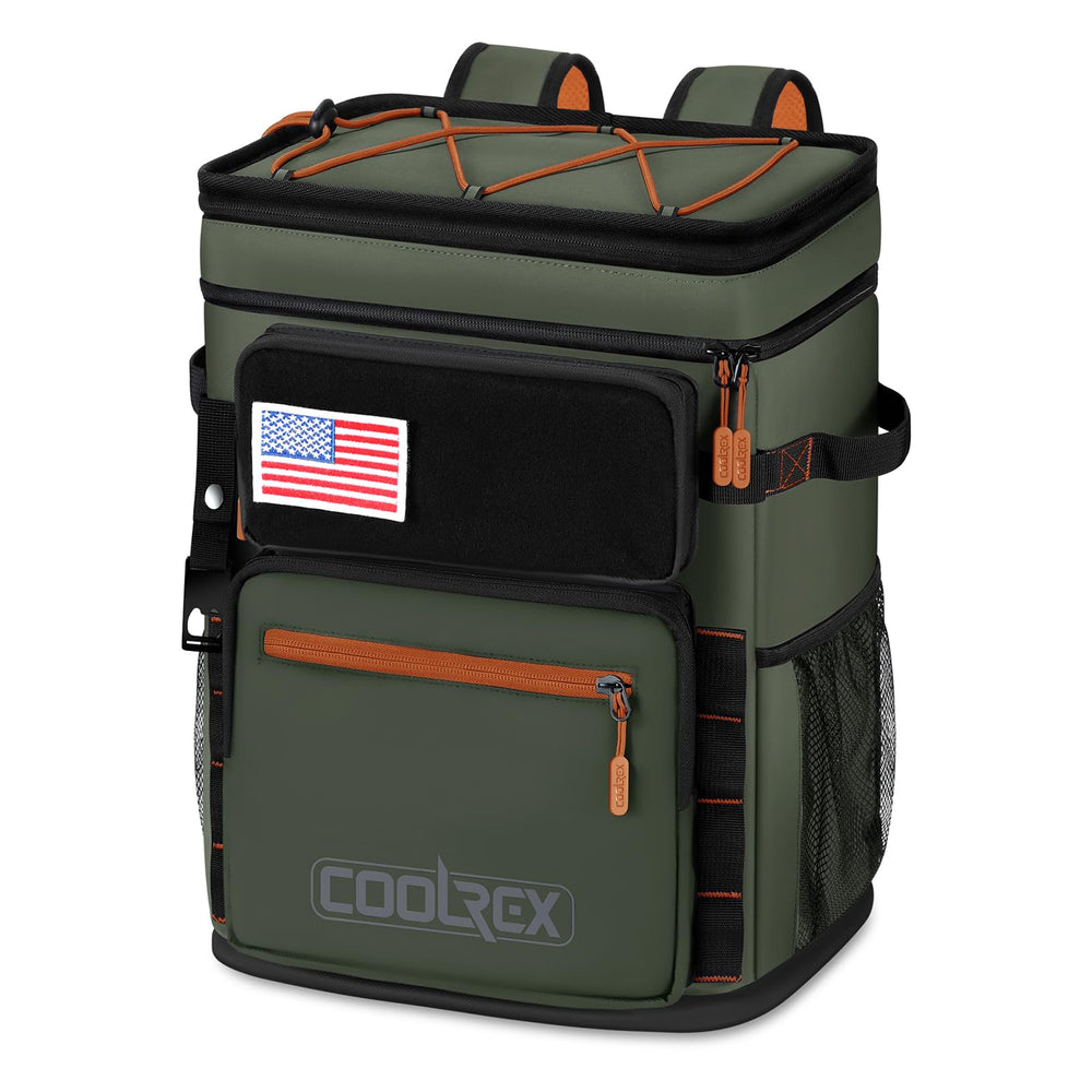 COOLREX Large Backpack Cooler green back panel enhances breathable comfort
