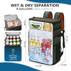 COOLREX Large Backpack Cooler green insulated interior keeps beverages cold for hours